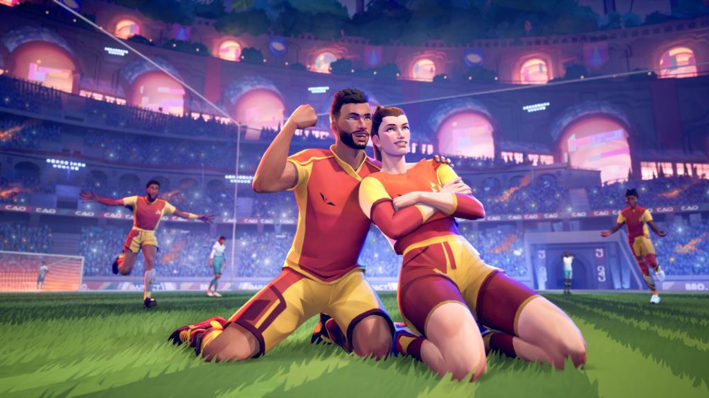 Promo-Kunst für Rematch, wo zwei Spieler zusammen feiern