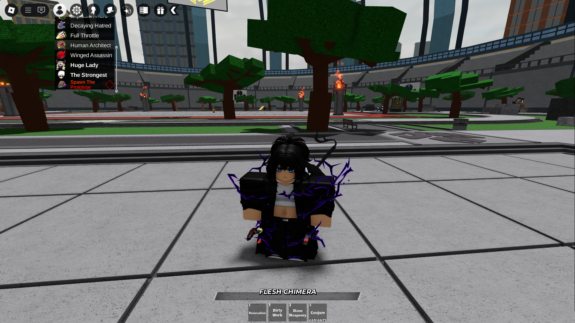 Ein Spieler wechselt die Charaktere im Heroes Battlegrounds Roblox-Erlebnis.