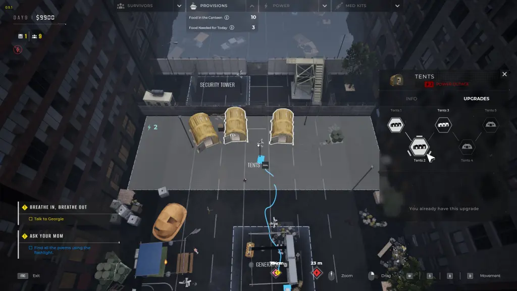 Tent upgrades in Quarantine Zone