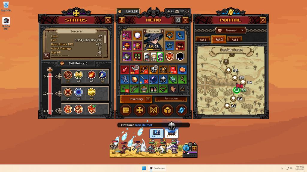 Ein Held in TBH: Task Bar Hero