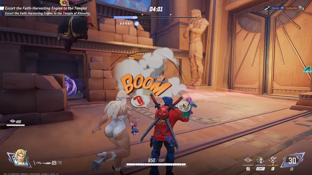 Apokalypse's Pyramideneingang Engpass in Marvel Rivals Theben-Karte